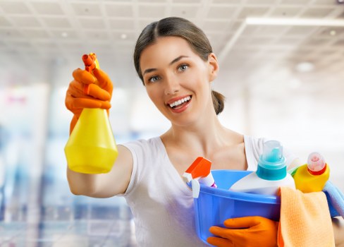 Daily office cleaning routine in a busy workplace