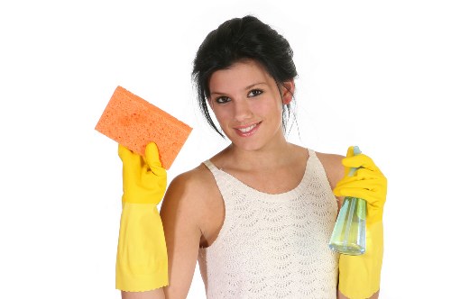 Organized home supplies supporting regular domestic cleaning