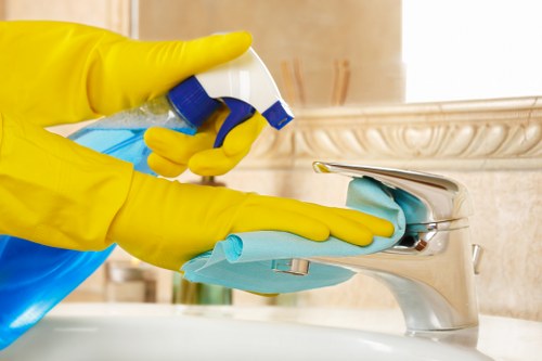 Technician using a deep carpet cleaning machine