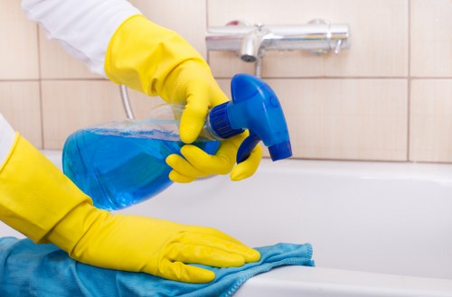 Deep cleaning bathrooms during move in cleaning in
