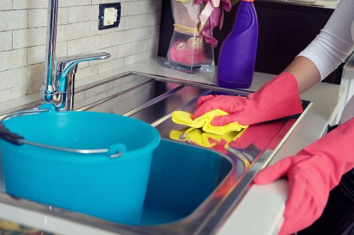 Bathroom area showing a domestic cleaning routine