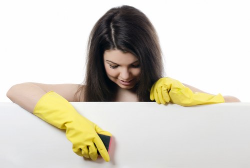 Essential cleaning supplies used for short-term rental turnovers