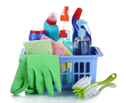 Deep house cleaning of a bright bedroom space
